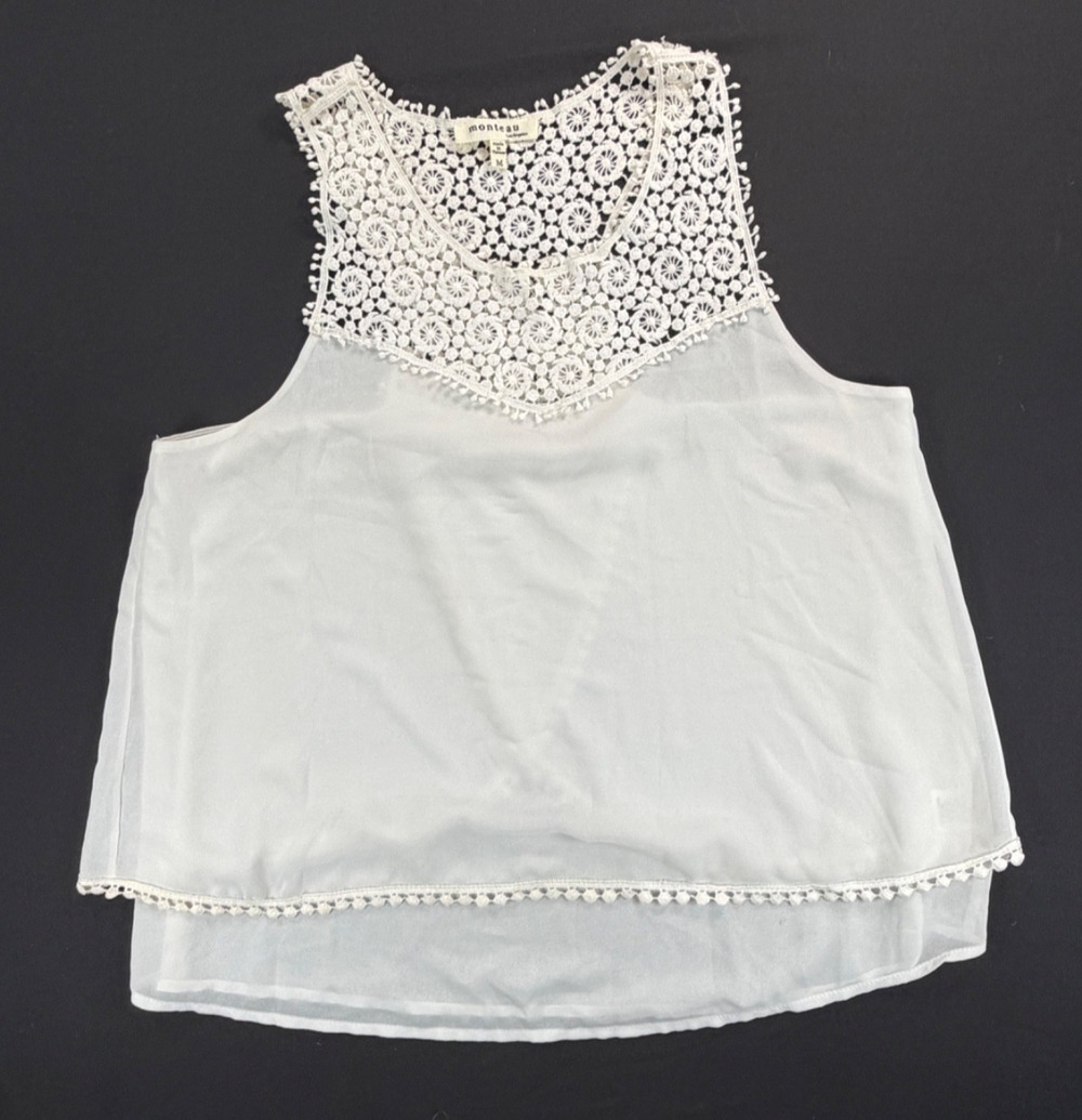 Monteau Sleeveless Flowy Tank Top in White (Women's M)